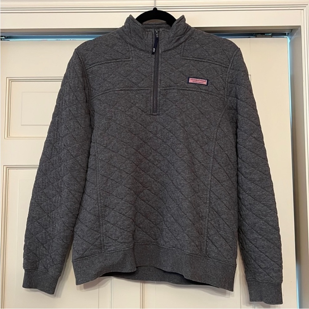 Vineyard Vines Gray Quilted Sweatshirt Shep Half Zip Pullover